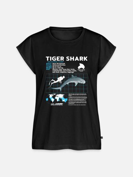 Tigerhai Fact Sheet Datenblatt - Frauen Premium Bio Top - Schwarz