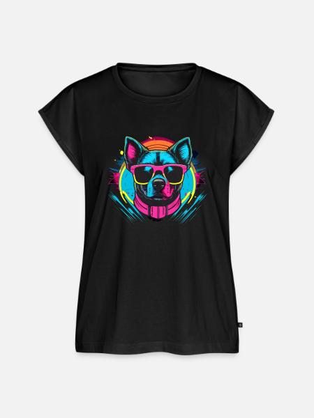 Mode Hund mit Brille - Frauen Premium Bio Top - Schwarz