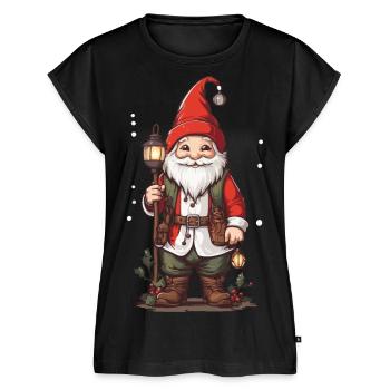 Nordischer Weihnachtsgnom festliches Weihnachten - Frauen Premium Bio Top - Schwarz - Vorne - AI Model Female 172 light (172cm)