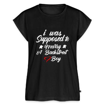 Ich sollte ein Backstreet Boy Shirt der 90er Jahre heiraten - Frauen Premium Bio Top - Schwarz - Vorne - AI Model Female 172 light (172cm)