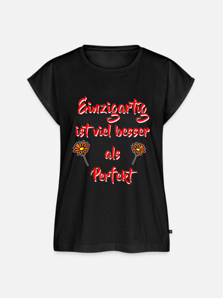 Spruch Einzigartig - Mut Freundschaft - Frauen Premium Bio Top - Schwarz