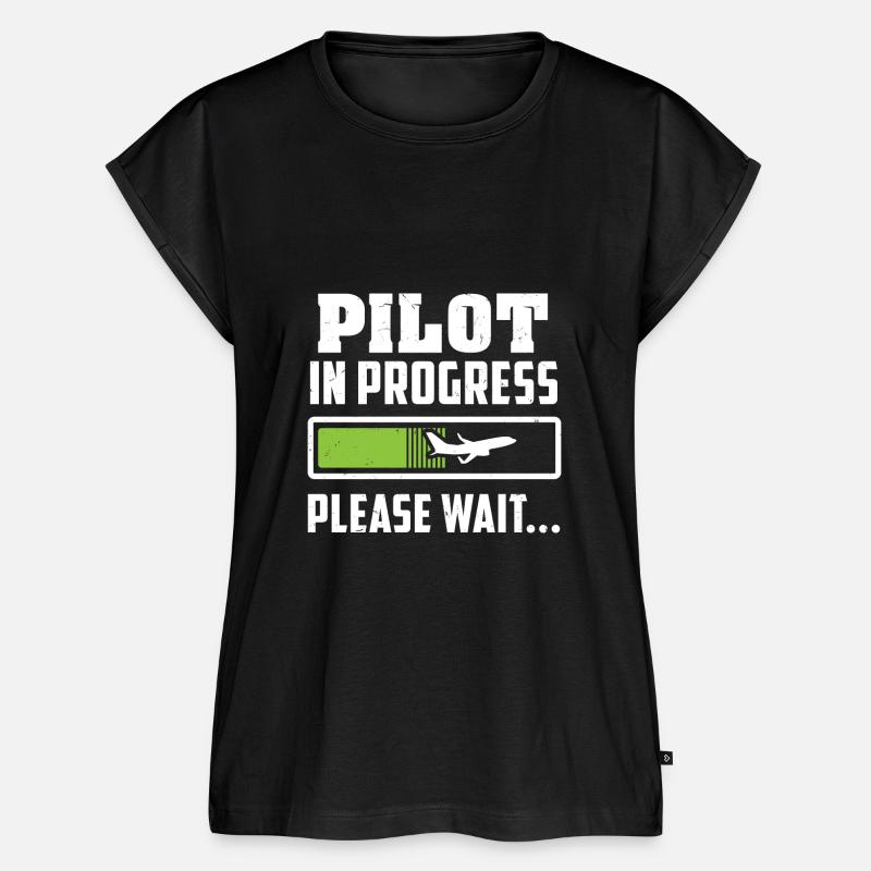 Future Pilot - Loading - Please Wait - Gift - Women’s Premium Organic Top - black