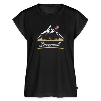 Bergmadl Bergmädchen Wandern Bergsteigen - Frauen Premium Bio Top - Schwarz - Vorne - AI Model Female 172 light (172cm)
