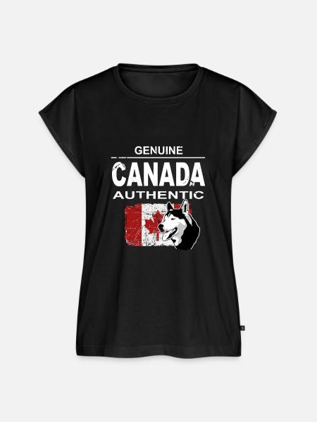 Maple Leaf - Huskys - Canada - Frauen Premium Bio Top - Schwarz