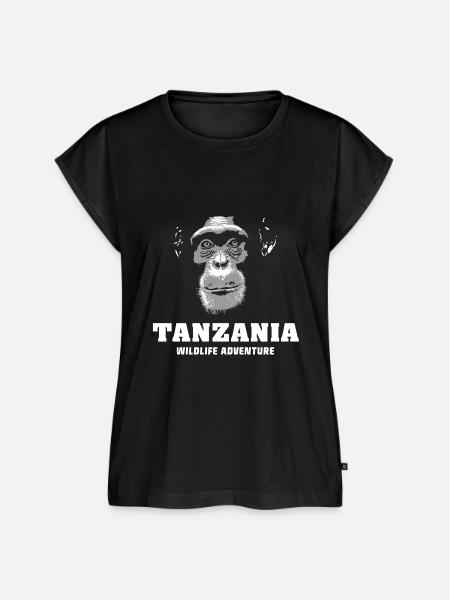 Tansania - Schimpanse - Frauen Premium Bio Top - Schwarz