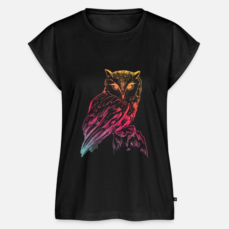 Eule - Frauen Premium Bio Top - Schwarz