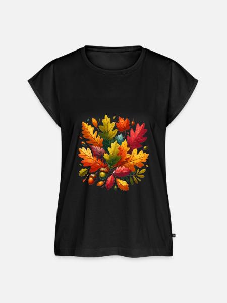 Herbstblätter - Frauen Premium Bio Top - Schwarz