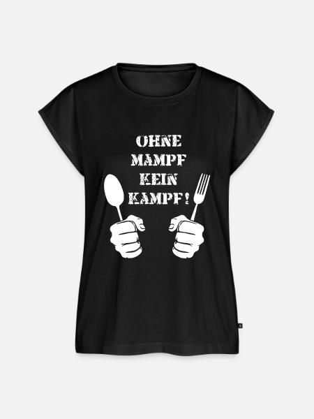 Ohne Mampf kein Kampf! 💪😄 🍔🔥 - Frauen Premium Bio Top - Schwarz