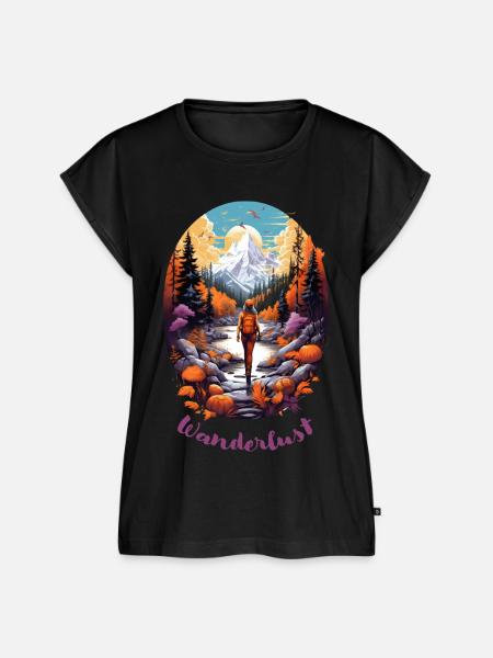 Wandern - Frau 2 - Frauen Premium Bio Top - Schwarz