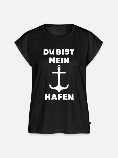 Du bist mein Hafen - Frauen Premium Bio Top - Schwarz