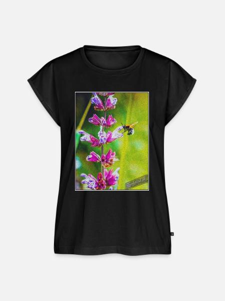 Hummel saugt Nektar - Frauen Premium Bio Top - Schwarz