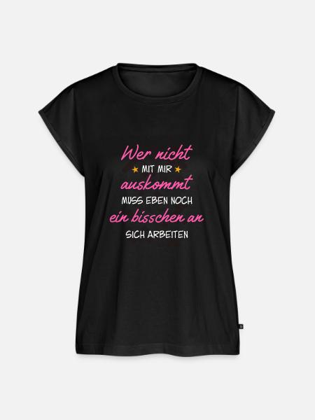 Arbeite an dir - lustiger Spruch - Frauen Premium Bio Top - Schwarz