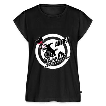 Antifa on Wheels - Frauen Premium Bio Top - Schwarz - Vorne - AI Model Female 172 light (172cm)