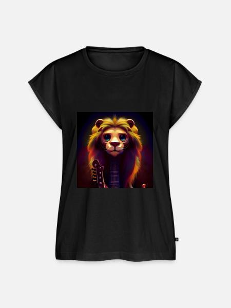 Löwe mit Gitarre - Frauen Premium Bio Top - Schwarz