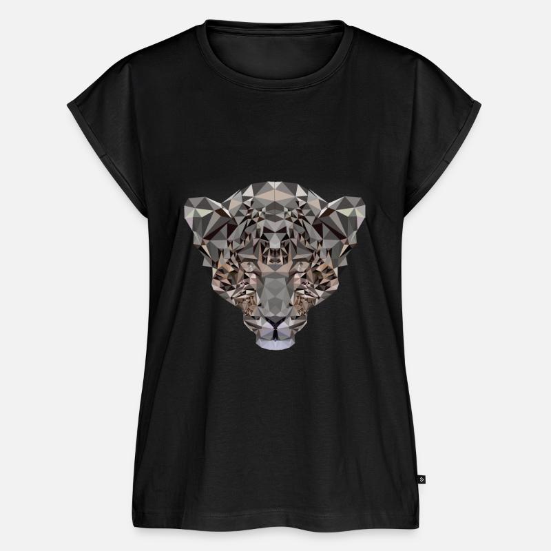 Leopard grau/weiß Polygon - Frauen Premium Bio Top - Schwarz
