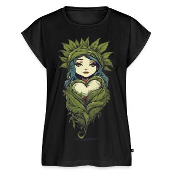 Pflanzenliebe Girl mit Herz Liebe Pflanzen - Frauen Premium Bio Top - Schwarz - Vorne - AI Model Female 172 light (172cm)