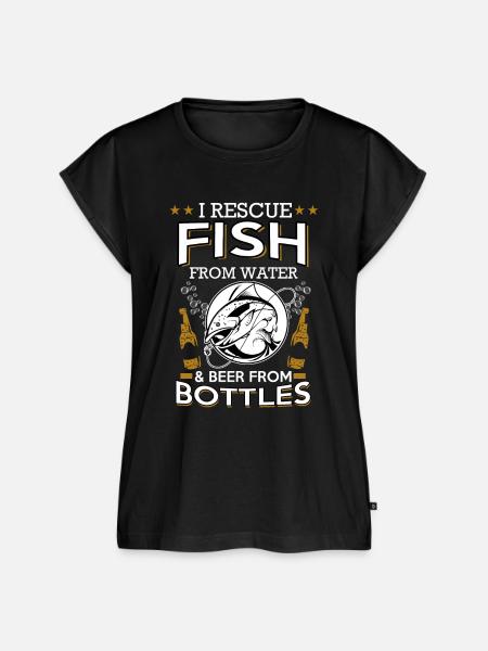 Bier und Fischfang - Frauen Premium Bio Top - Schwarz
