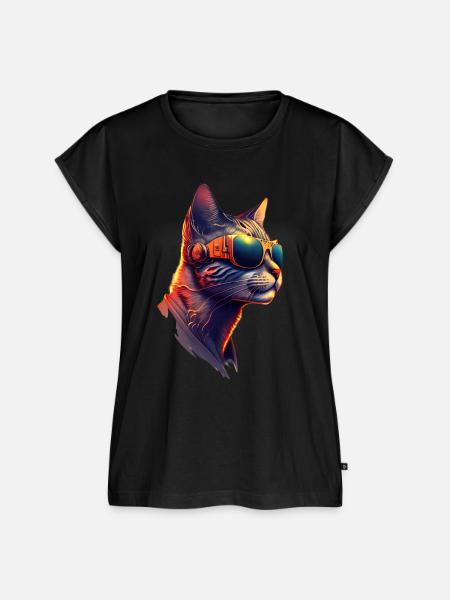 Coole Katze - Frauen Premium Bio Top - Schwarz
