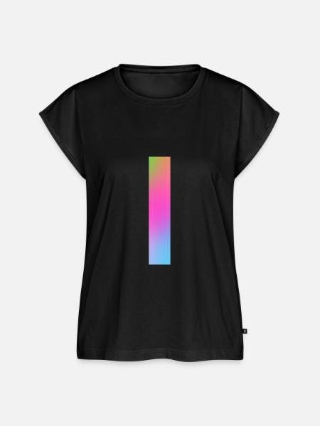 Regenbogenstreifen durch die Mitte - Frauen Premium Bio Top - Schwarz
