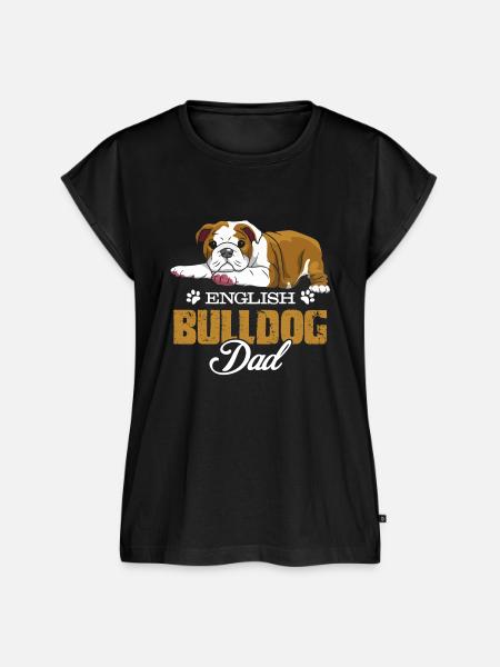 Englische Bulldoggen-Vati-T-Shirts - Frauen Premium Bio Top - Schwarz