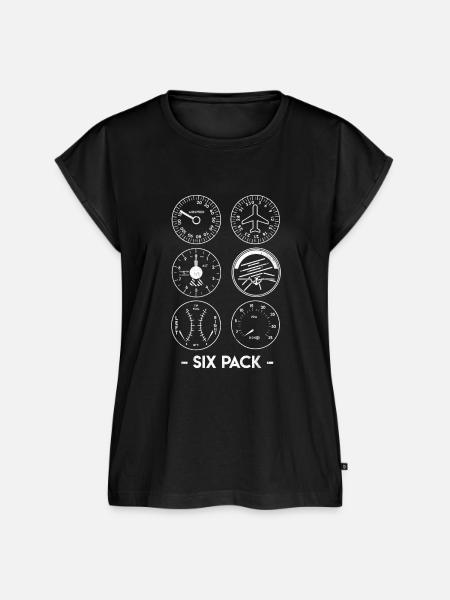 SIX PACK Funny Pilot - Frauen Premium Bio Top - Schwarz