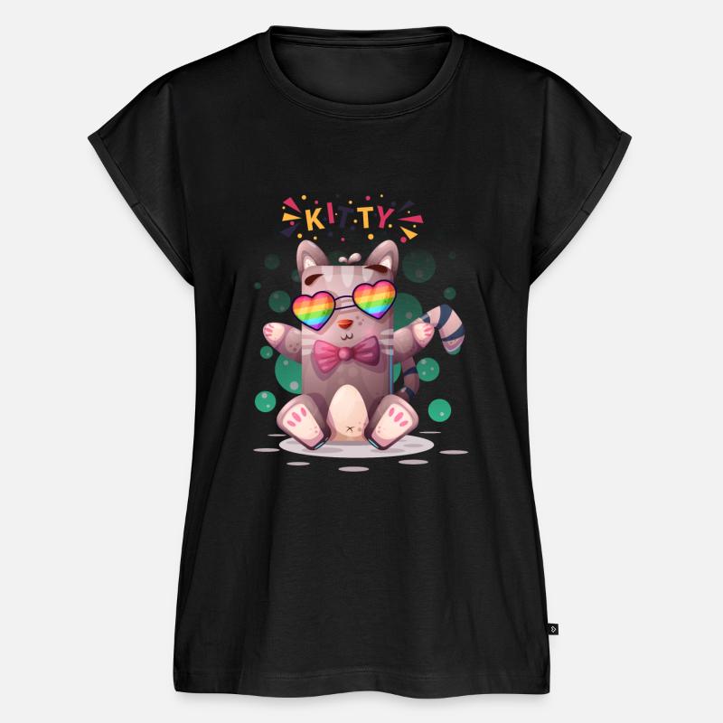 Rainbow Specs Kitty - Women’s Premium Organic Top - black