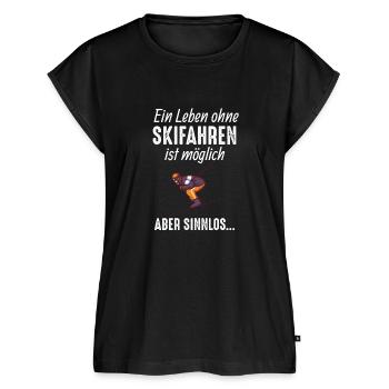 Leben Ohne Skifahren lustiger Spruch Skifahrer - Frauen Premium Bio Top - Schwarz - Vorne - AI Model Female 172 light (172cm)