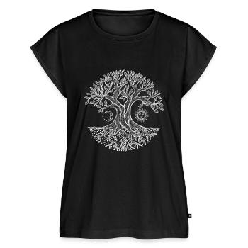 1 Baum des Lebens - Yggdrasil - Frauen Premium Bio Top - Schwarz - Vorne - AI Model Female 172 light (172cm)