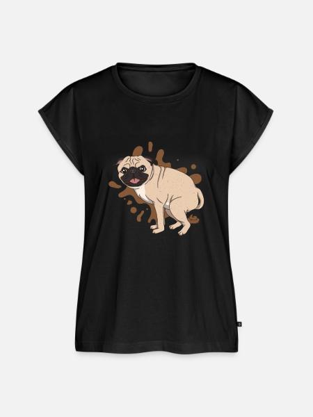 Mops kackt Kackhaufen - Frauen Premium Bio Top - Schwarz