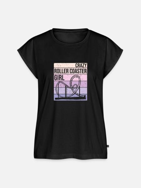 Crazy Roller Coaster Girl, Freizeitpark - Frauen Premium Bio Top - Schwarz