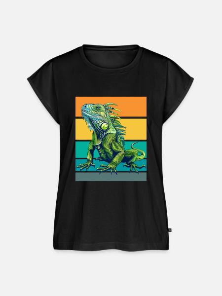 Retro Leguan - Frauen Premium Bio Top - Schwarz