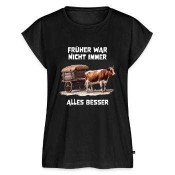 FRÜHER WAR NICHT IMMER ALLES BESSER - Frauen Premium Bio Top - Schwarz - Vorne - AI Model Female 172 light (172cm)