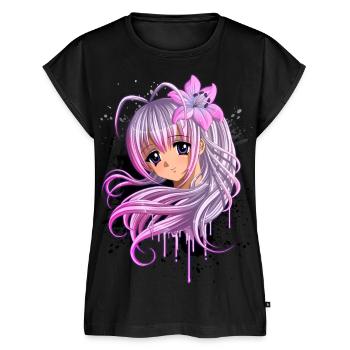 Nettes Anime Girl - Frauen Premium Bio Top - Schwarz - Vorne - AI Model Female 172 light (172cm)