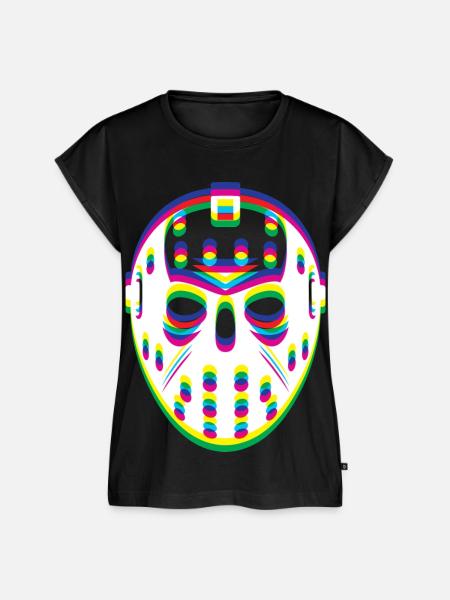 EDM Techno Rave Hockey Maske - Frauen Premium Bio Top - Schwarz