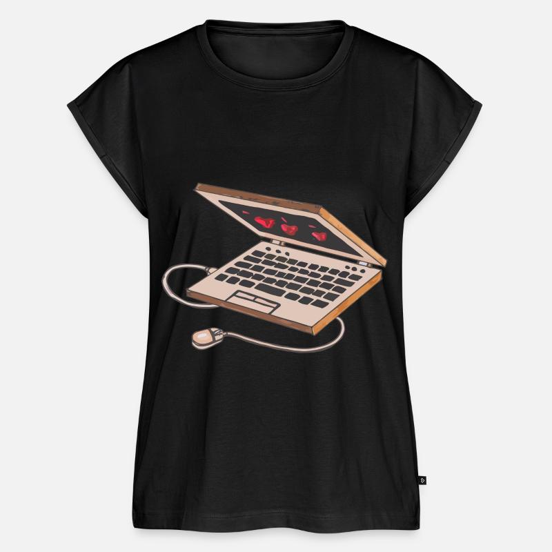 3D Laptop Notebook Computer Mouse PC Keyboard - Women’s Premium Organic Top - black