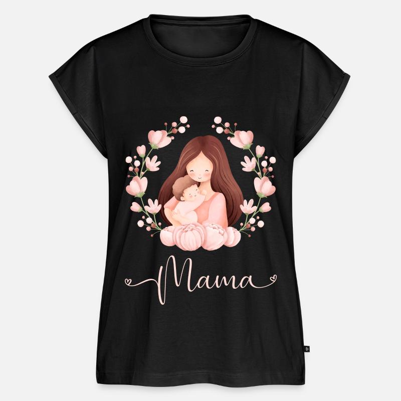 Mama Mutter Kind Blumen Mutterliebe - Frauen Premium Bio Top - Schwarz
