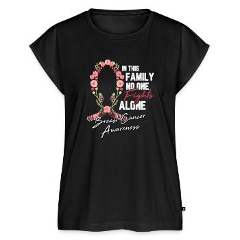 Breast Cancer Ribbon Flower Fight Chemo Gift - Women’s Premium Organic Top - black - Front - AI Model Female 172 light (172cm)