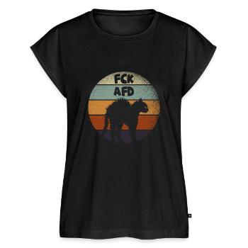 Katze Gegen Rassismus Faschismus Lustiges Fck Afd - Frauen Premium Bio Top - Schwarz - Vorne - AI Model Female 172 light (172cm)