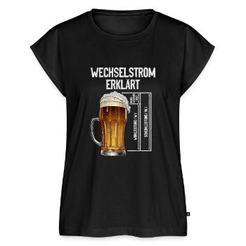 Wechselstrom erklärt Bier Elektriker Technik - Frauen Premium Bio Top - Schwarz - Vorne - AI Model Female 172 light (172cm)