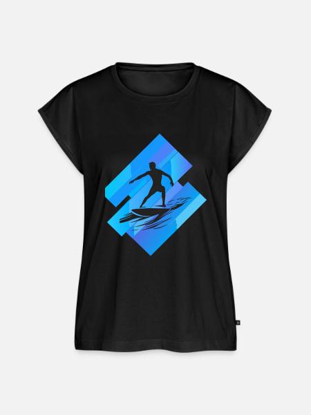 Surfbrett Surfer Surfergirl - Frauen Premium Bio Top - Schwarz