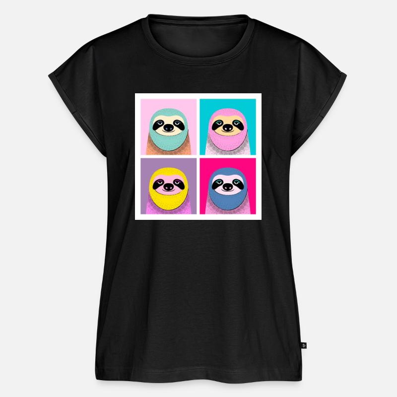 Pop-Art Sloth - Frauen Premium Bio Top - Schwarz