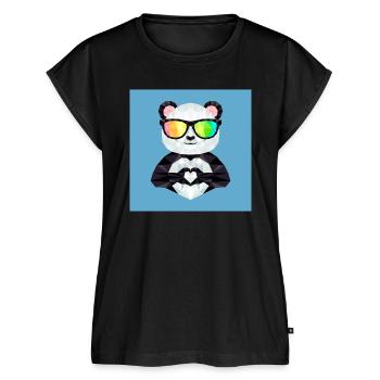 Panda With Rainbow Sunglasses Low Poly Style - Frauen Premium Bio Top - Schwarz - Vorne - AI Model Female 172 light (172cm)