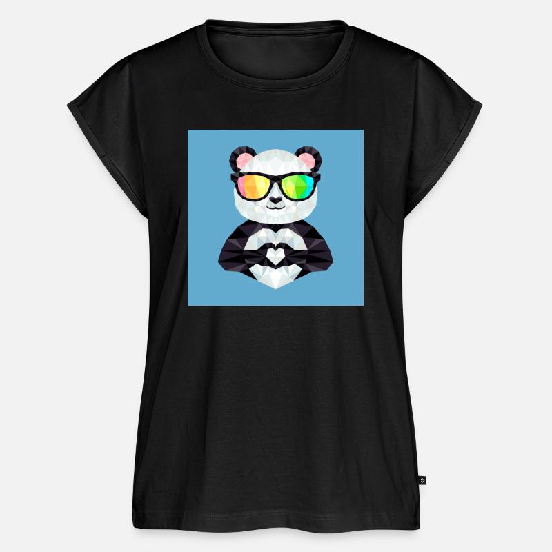 Panda With Rainbow Sunglasses Low Poly Style - Frauen Premium Bio Top - Schwarz