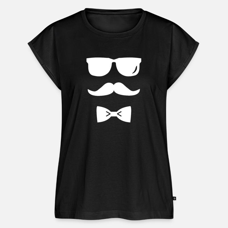 Stylischer Bart mit Sonnenbrille & Fliege - Frauen Premium Bio Top - Schwarz