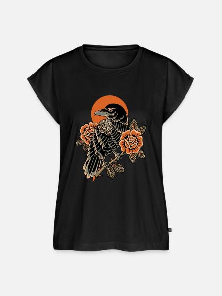 Tattoo Style Raven - Frauen Premium Bio Top - Schwarz