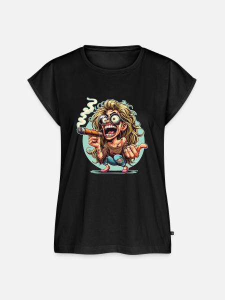 Crazy woman Zigarre - Frauen Premium Bio Top - Schwarz