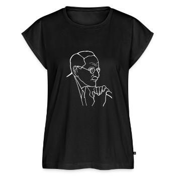 Carl Jung Portrait - Minimal - Frauen Premium Bio Top - Schwarz - Vorne - AI Model Female 172 light (172cm)