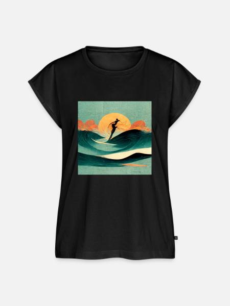 Surfer stilisiert - Frauen Premium Bio Top - Schwarz