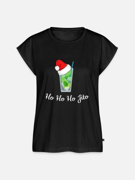 Weihnachts-Mojito-T-Shirt - Frauen Premium Bio Top - Schwarz