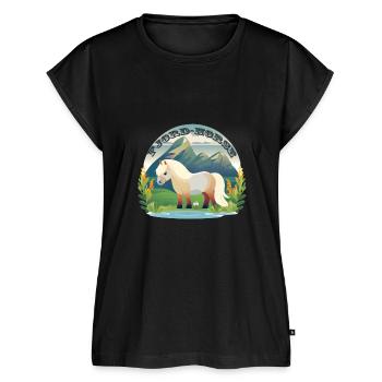 Norwegisches Fjordpferd auf Gras-Pferde - Frauen Premium Bio Top - Schwarz - Vorne - AI Model Female 172 light (172cm)